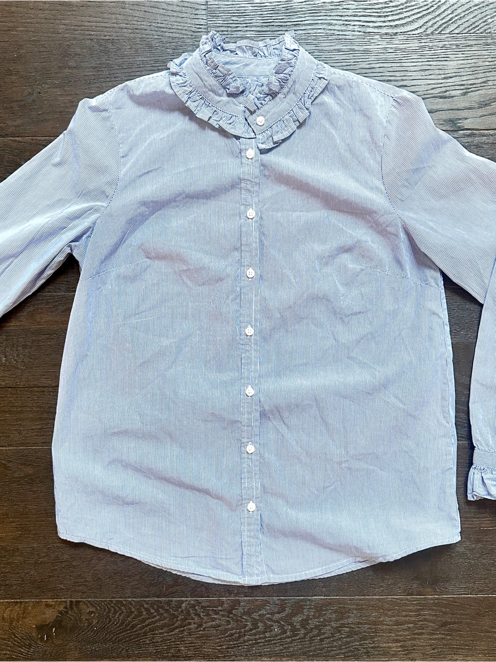 J. Crew Light Blue Ruffle Collar Button-Down Shirt Size XS
